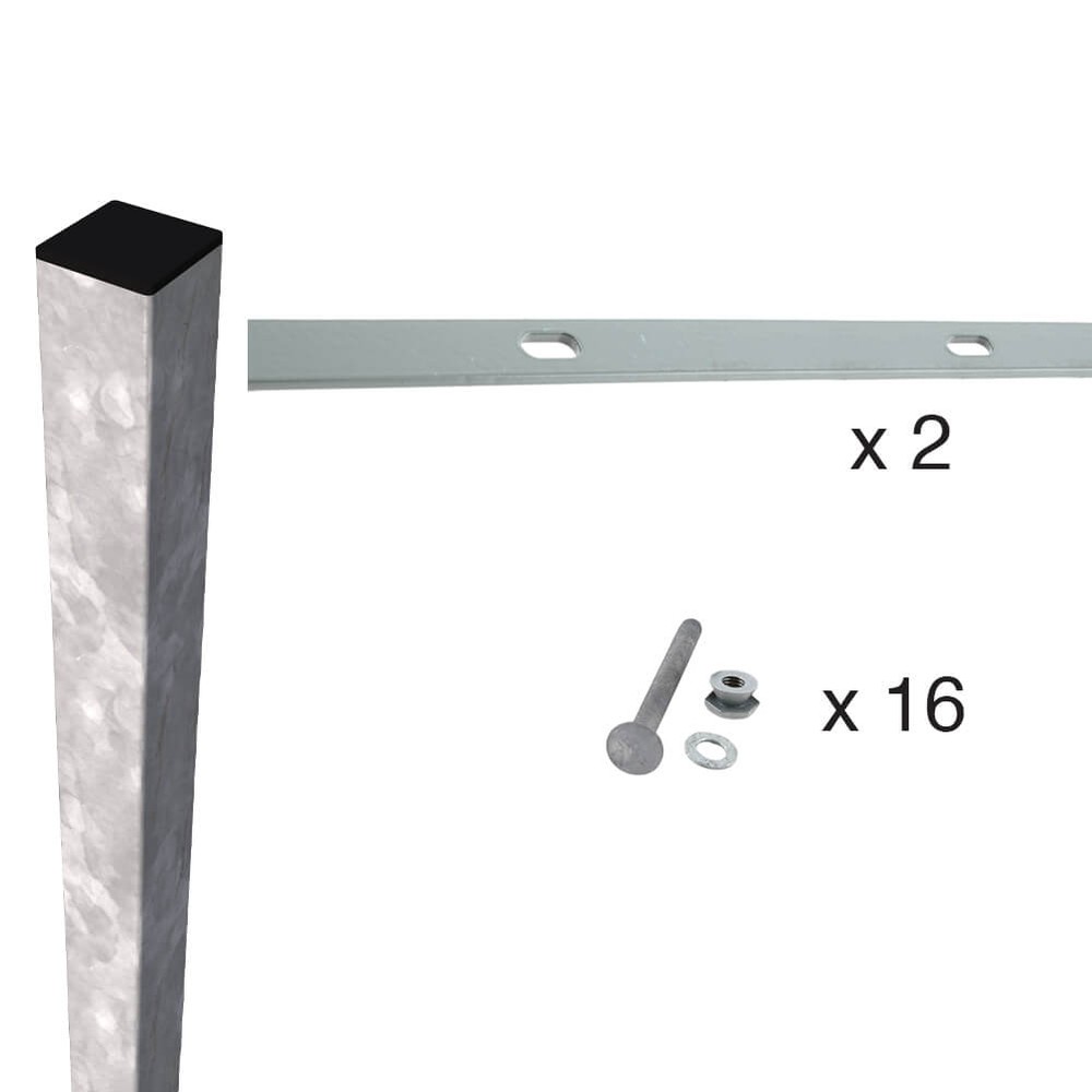 358 Corner Post Clips & Bar For 2.1m Galv. Post 60 x 60 x 3mm - 2.8m Long