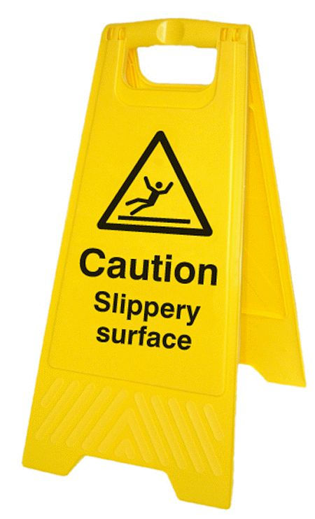 Caution slippery surface (free-standing floor sign)