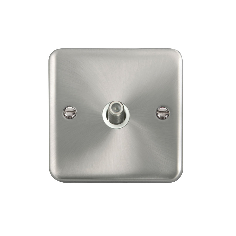 Click Deco Plus Twin Non-Isolated Single Satellite Outlet Satin Chrome White Inserts