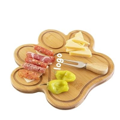 PAW SHAPE SERVING TRAY with 5 Grooves Wood Cutting Board.