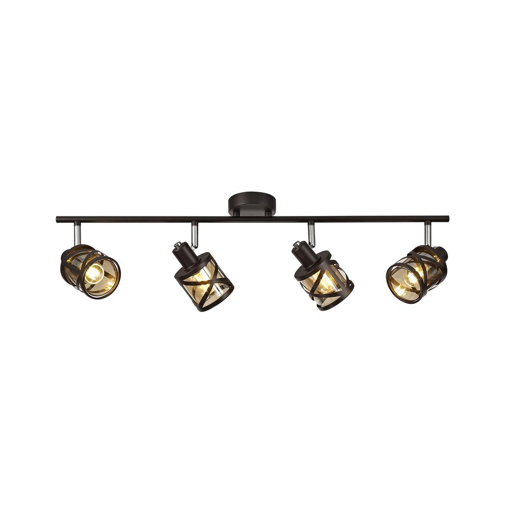 Luxuria Luminex 4 Light Linear Bar Spotlight E14 Oiled Bronze/Polished Chrome/Amber