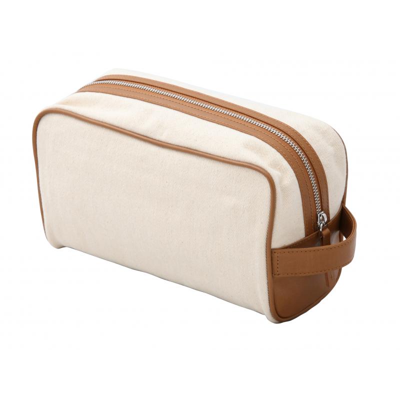 Canvas and Leather Toiletry Bag