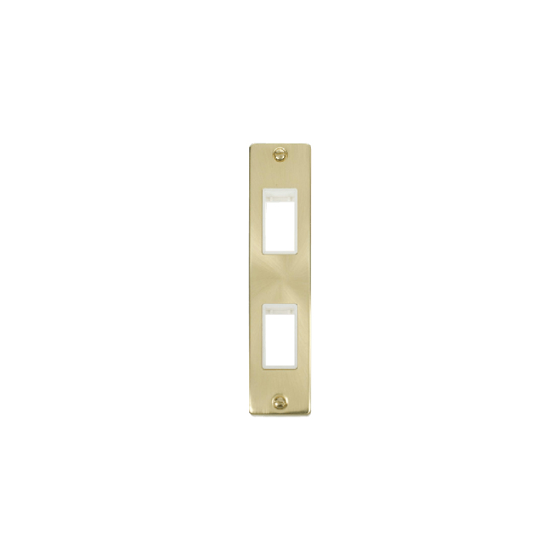 Click Deco 2G MiniGrid Double Aperture Unfurnished Architrave Plate Satin Brass White Inserts