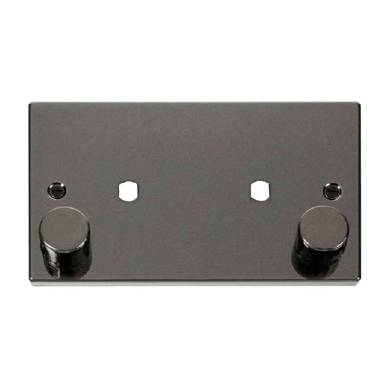 Click Deco 2 Gang Dimmer Mounting Unfurnished Plate and Knob (1630W Max) Black Nickel