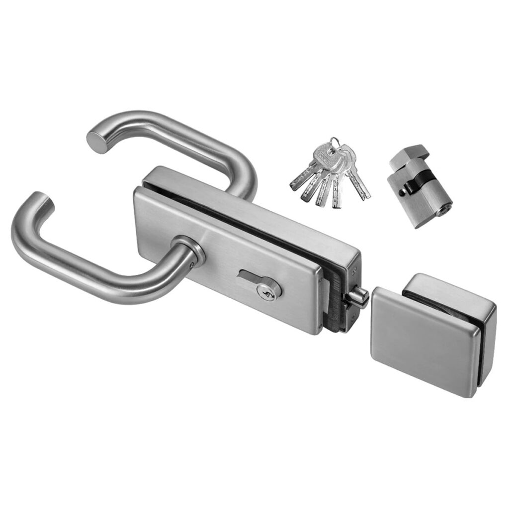 Stainless Steel Thumb To Key Lever Latch Set For Glass Door To Glass (Magnetic)