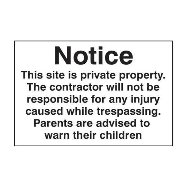 Notice this Site Is Private Property - Rigid Plastic