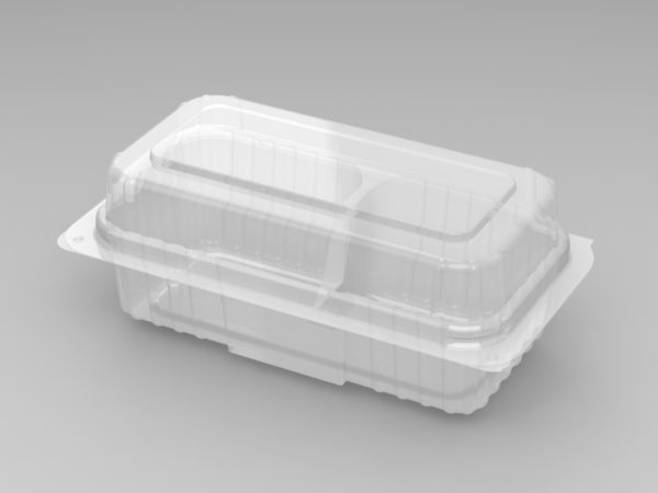 2 Cavity Deep Rect. Hinged Lid Tray