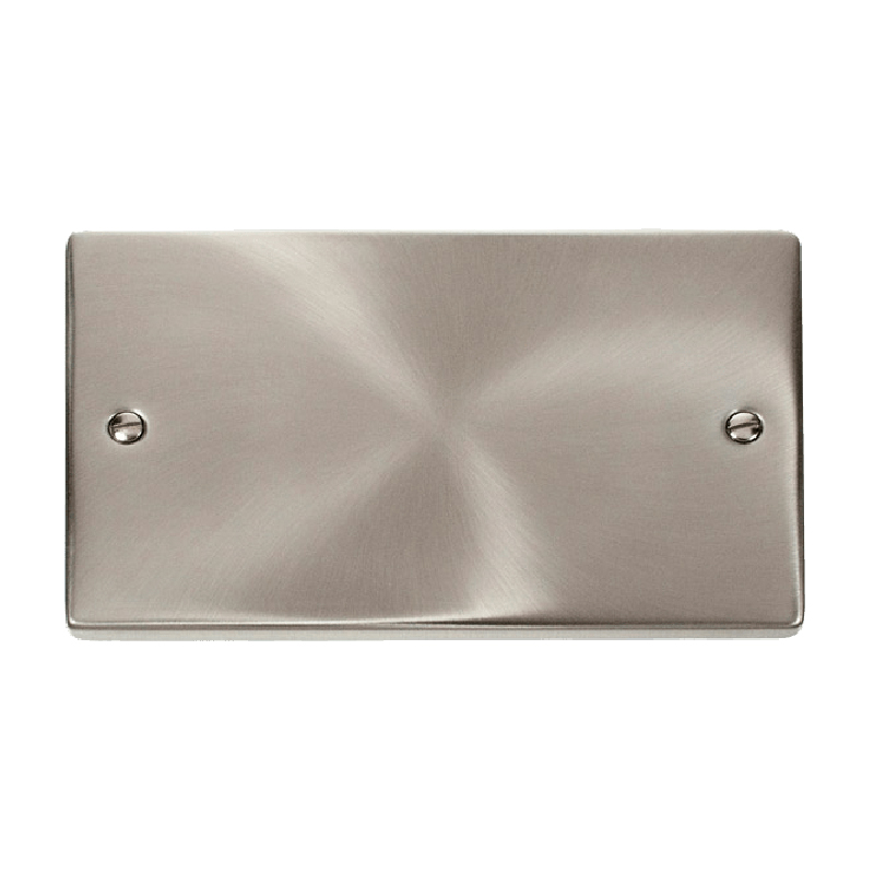 Click Deco Blank Plate 2 Gang Satin Chrome