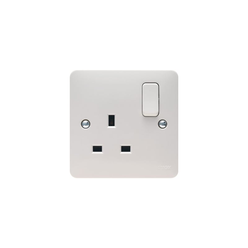 Hager Sollysta 1 Gang Double Pole Switched Socket