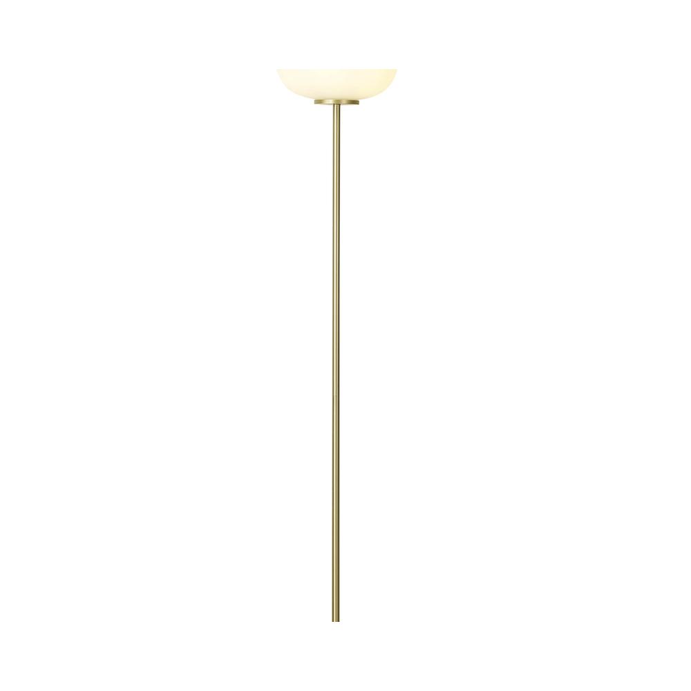 Luxuria Lumina Medium Oval Ball Floor Lamp E27 Satin Gold Base With Frosted White Glass Globe