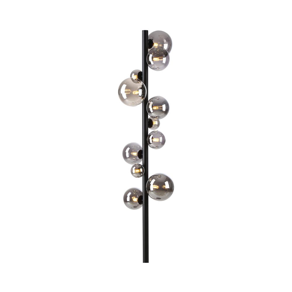 Luxuria Thorne Floor Lamp 11xG9 Satin Black Smoke Plated Glass