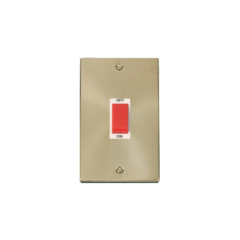 Click Deco 2 Gang 45A DP Switch Satin Brass Insert White