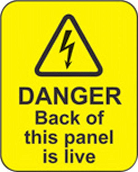 Danger back of this panel is live roll of 100 labels 40x50mm