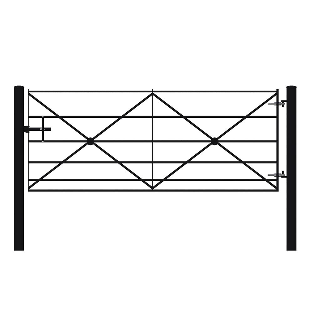 Estate Fencing Driveway Gate C/W Posts1.2m High x 3.0m Wide - Black PPC