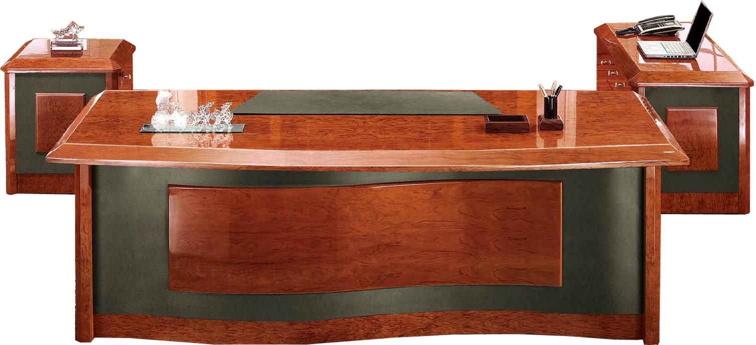 Italian Design Luxury Executive Desk With Wave Design - High Lacquered Walnut Wood & Leather - 2400mm - IVA-0811 North Yorkshire