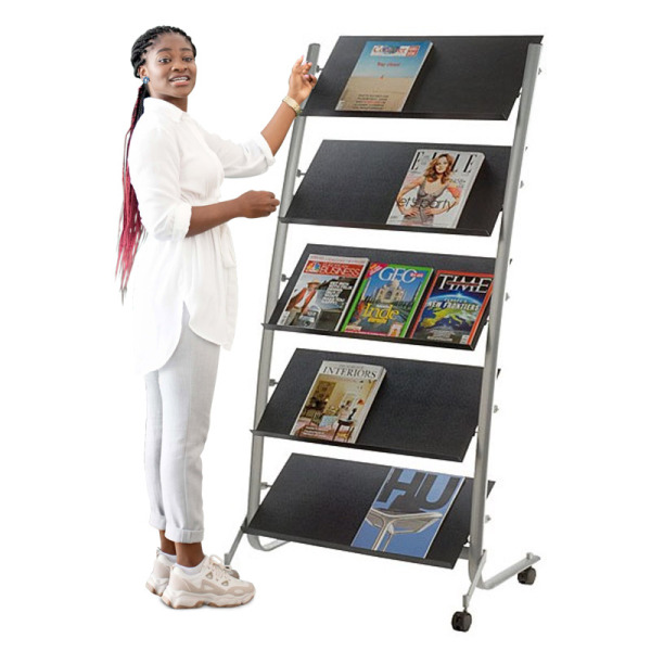 5 Shelf Mobile Literature Display Stand - 15xA4