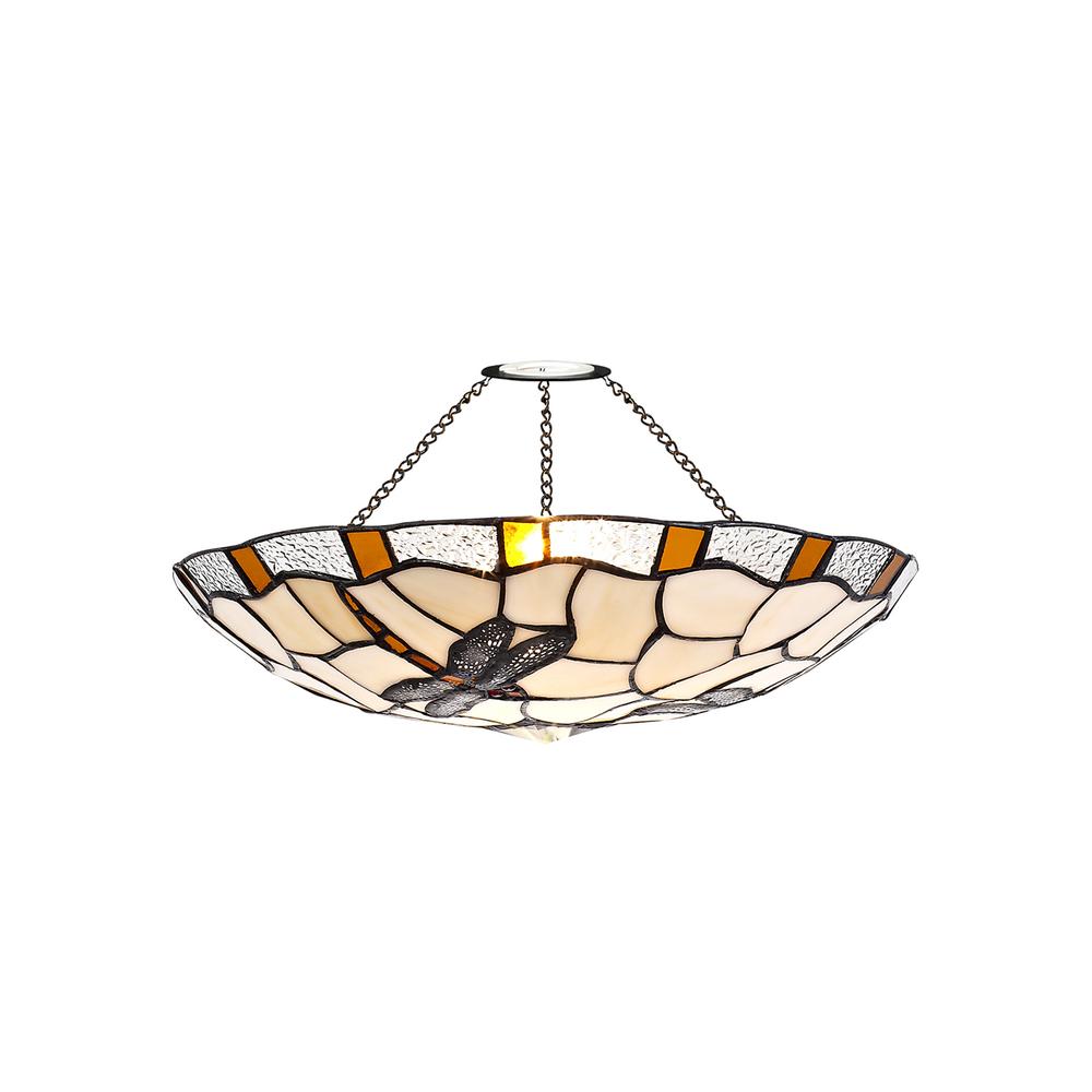 Luxuria Butterfly Wing 35cm Tiffany Uplighter Shade Amber/Cream/Clear Crystal