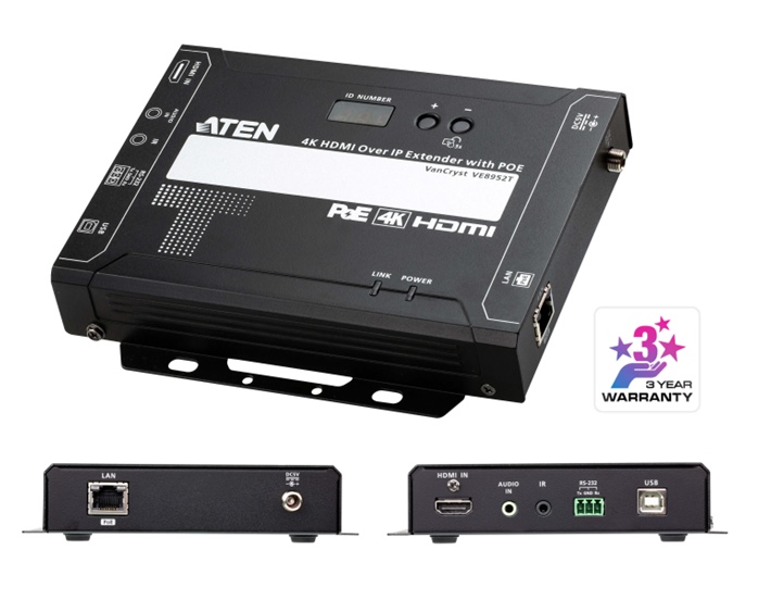 VE8952T - Aten - 4K HDMI over IP Transmitter with PoE (4K &#64;30Hz 4:4:4)