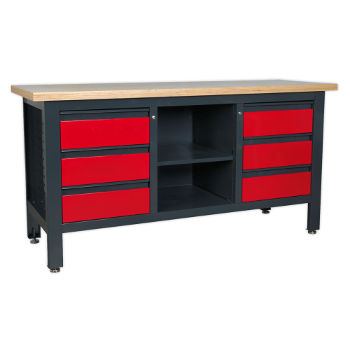 Workbench, with 2 x 3 Drawer cabinets - GAP1905D Sealey