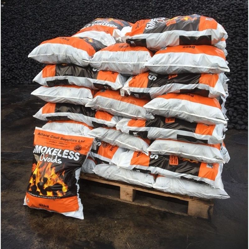 Premium Smokeless Coal Ovals - 25kg Poly Bag