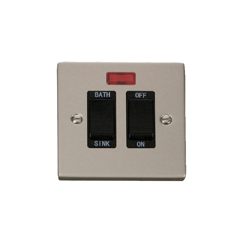 Click Deco 20A DP Sink/Bath Switch with Neon Pearl Nickel Insert Black