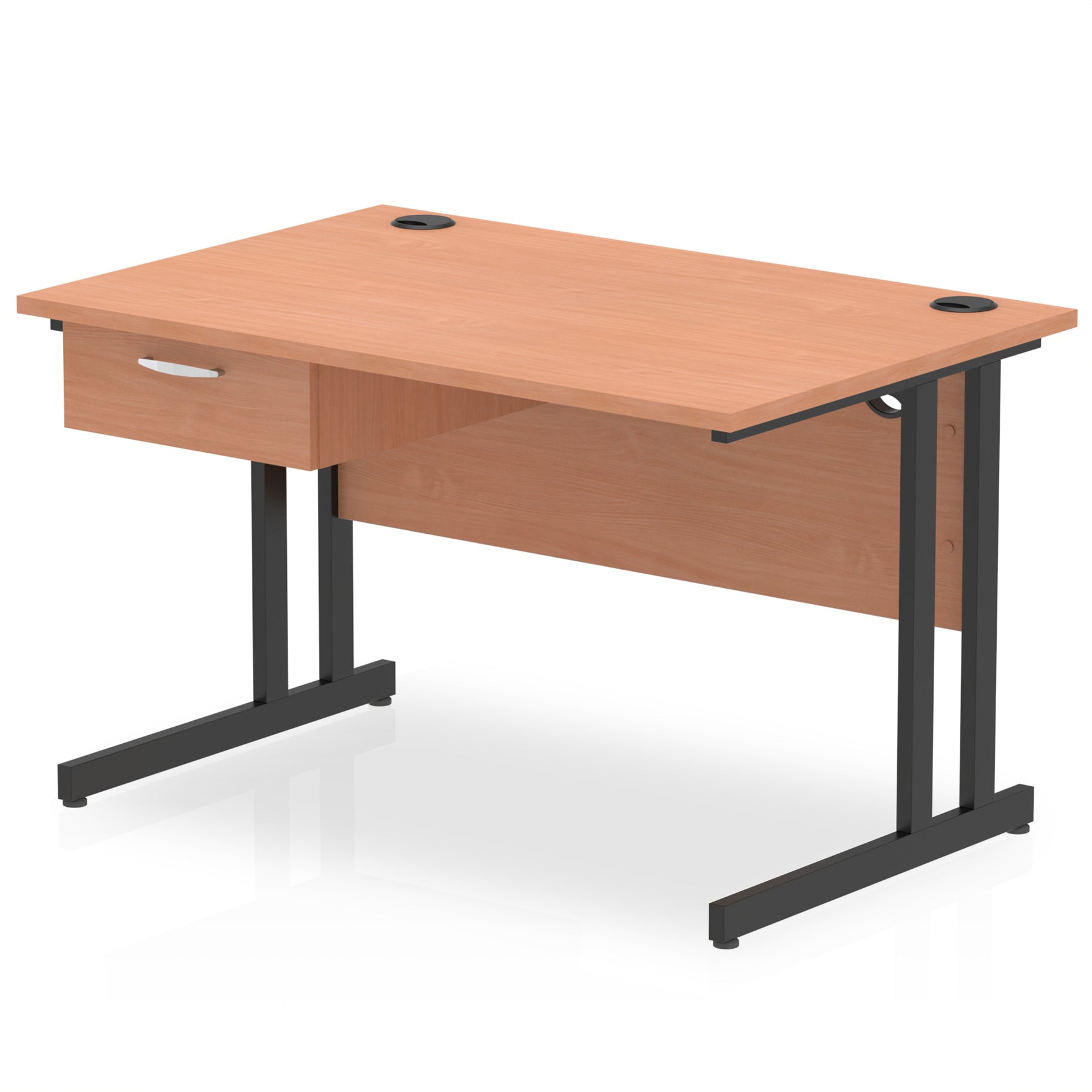 Suppliers Of Impulse Cantilever Straight Desk Black Frame With Single One Drawer Fixed Pedestal - 1200mm, 1400mm, 1600mm or 1800mm - Multiple Colour Options UK