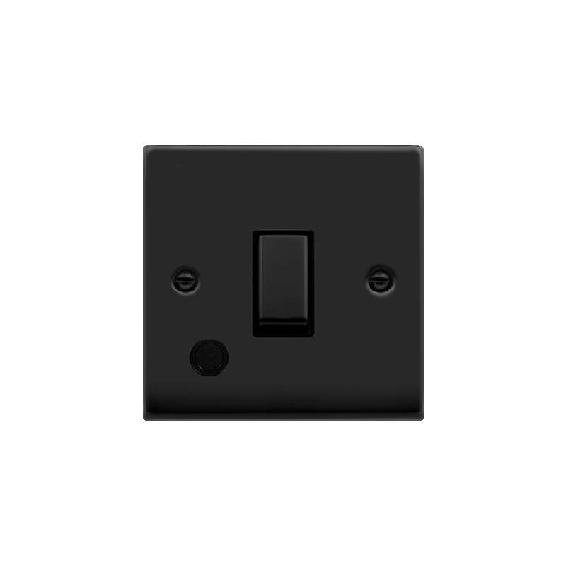 Click Deco 20A 1 Gang DP 'Ingot' Switch With Flex Outlet Matt Black Insert Black