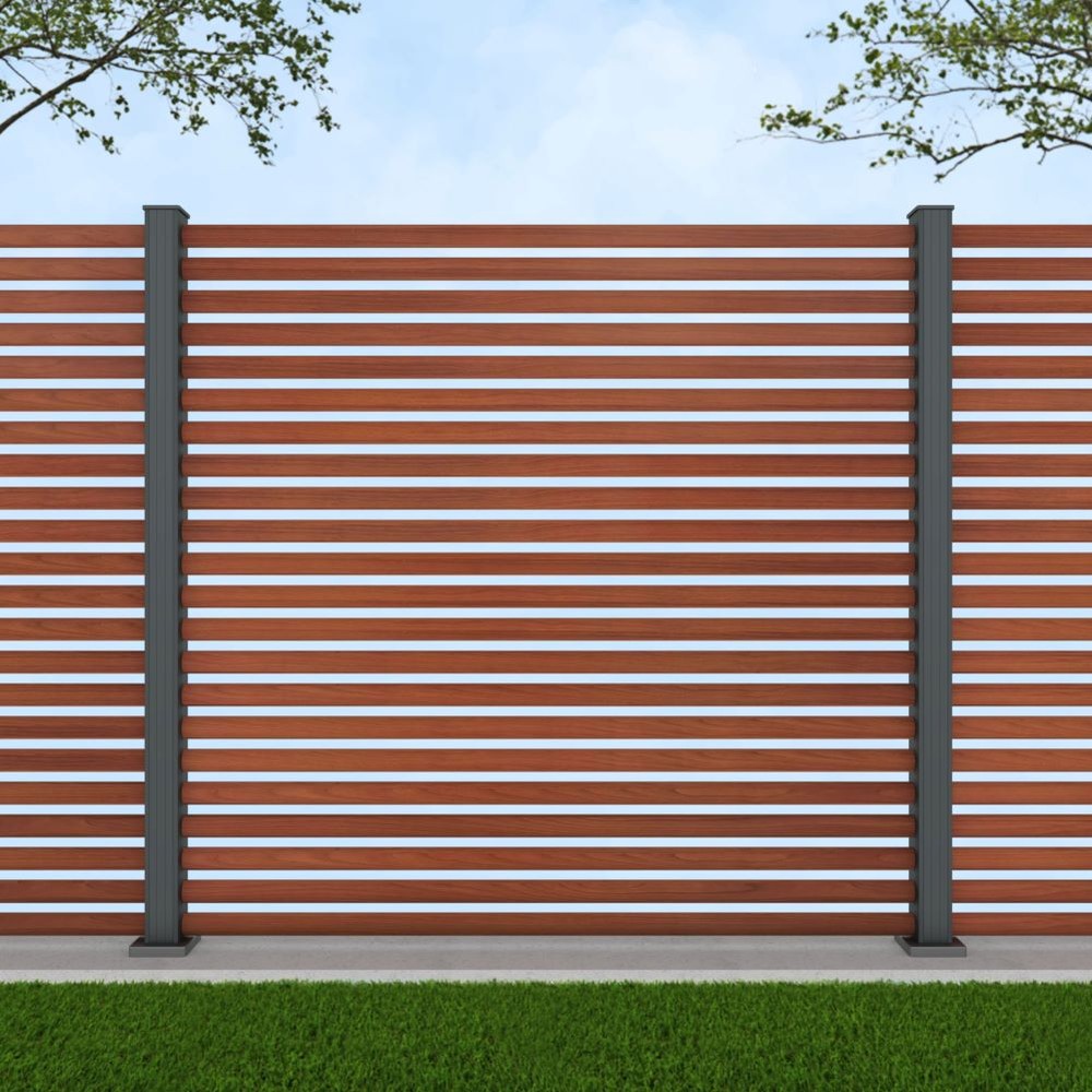 1.8m Half Round Oak Wood Effect - Basalt Grey Bolt Down Posts - Metre Price