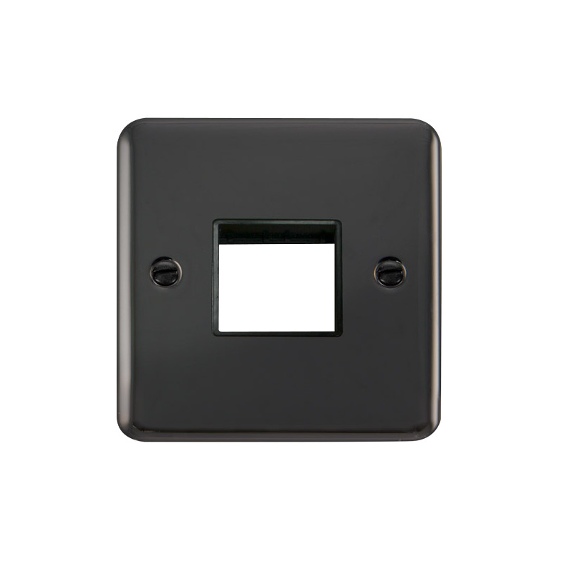 Click Deco Plus MiniGrid 2 Aperture Face Plate Black Nickel Black Inserts