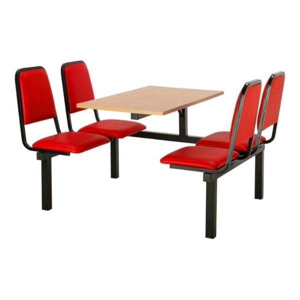 CU92 - 4-Seater Chester Canteen Unit - 1 Way Access, Red, Beech