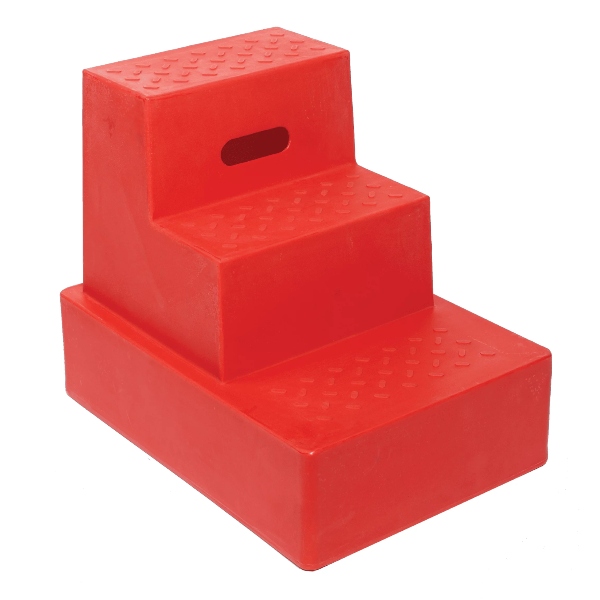 Lightweight Plastic Safety Steps 3 Tread - Red