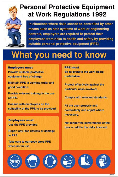 Personal protective equipment regulations 1992 poster