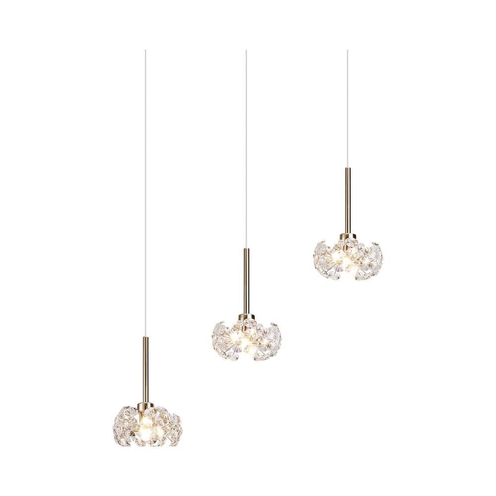 Luxuria Paramount 3 Light G9 2m Linear Pendant With French Gold And Crystal Shade