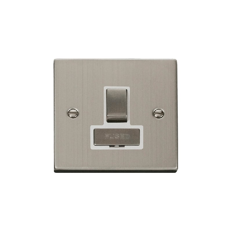 Click Deco 13A Fused 'Ingot' DP Switched Connection Unit Stainless Steel Insert White