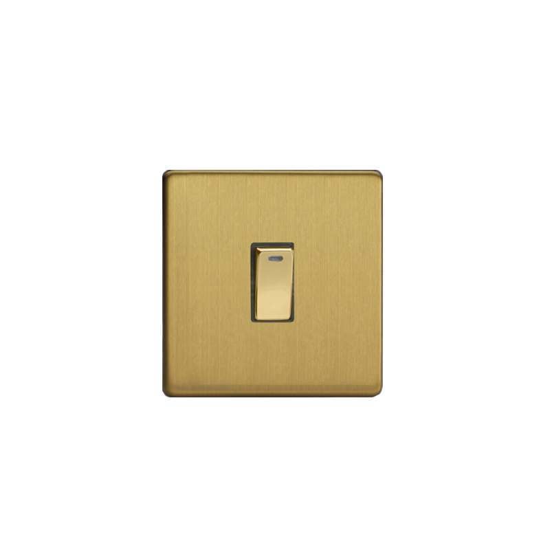 Varilight Screw Less 20A DP Switch + Neon Brushed Brass