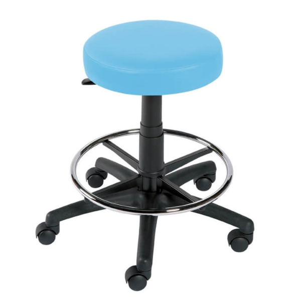 Gas Lift Examination Stool with Foot Ring - Sky Blue