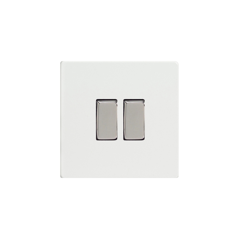 Varilight Screw Less Flat Plate Switch 2G Premium White