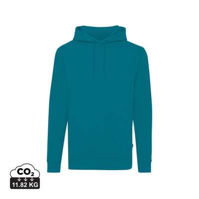 IQONIQ JASPER RECYCLED COTTON HOODED HOODY in Verdigris.