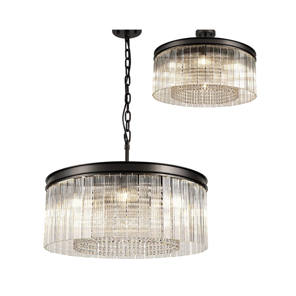 Luxuria Favrile 60cm Medium Pendant/Semi Flush. 8 Light E14 Brown Oxide