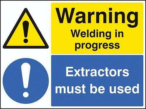 Warning welding in progress extractors must be used