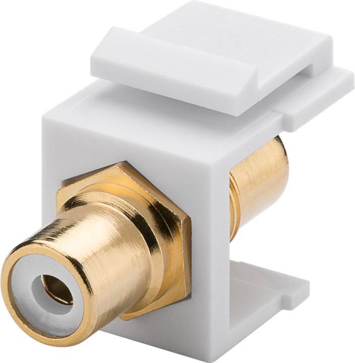 Phono RCA Keystone Quick Connect Coupler White Audio Gold Plated White