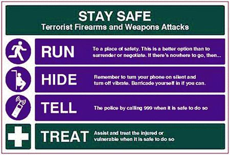 Stay safe - run, hide, tell, treat