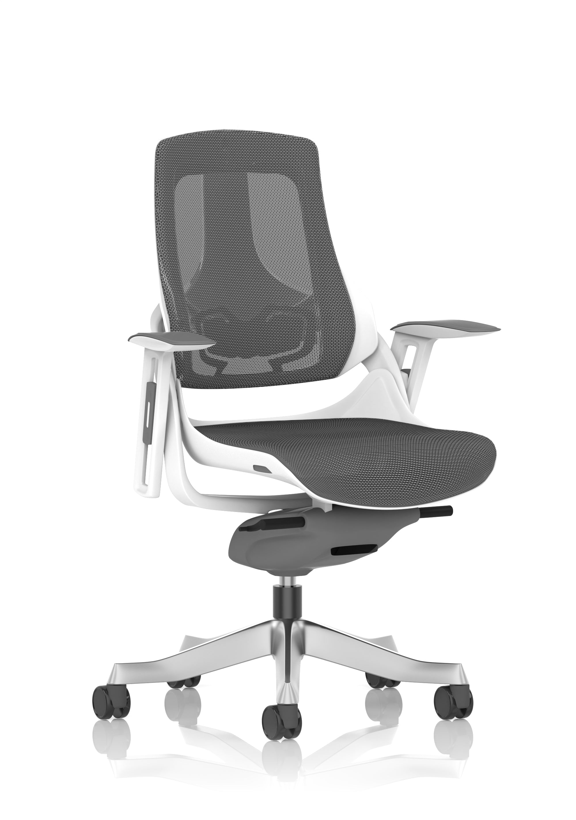 Providers Of Zure High Back White Shell Charcoal Mesh Executive Office Chair with Arms UK