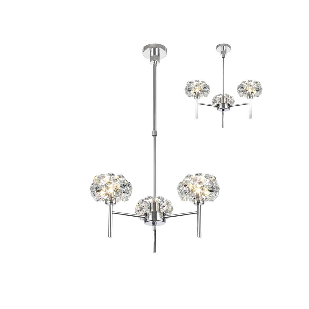 Luxuria Paramount 57cm 3 Light G9 Telescopic Light With Polished Chrome And Crystal Shade