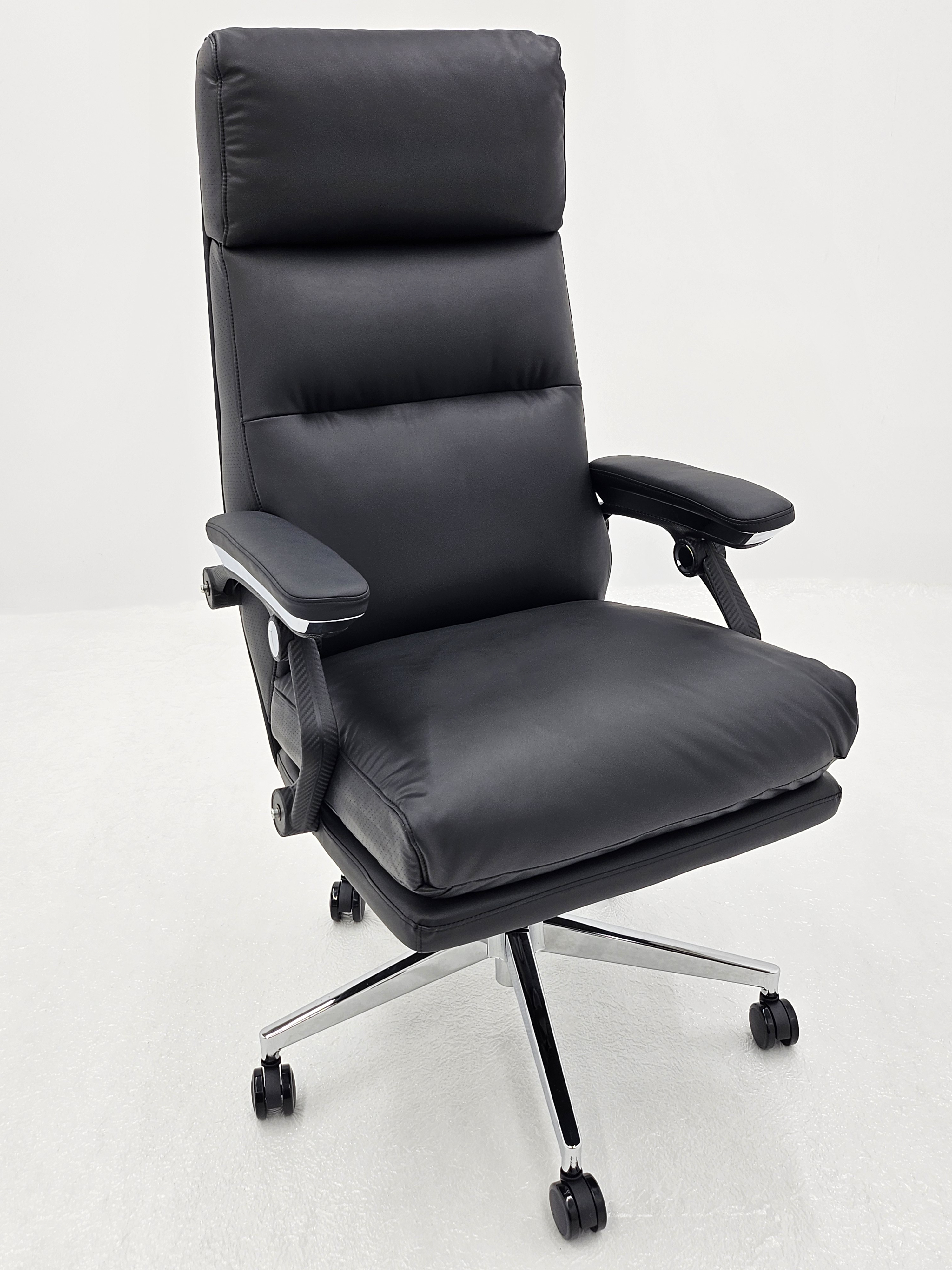 Specialising In Soft Padded High Back Black Bonded Leather Reclining Office Chair - 805A UK
