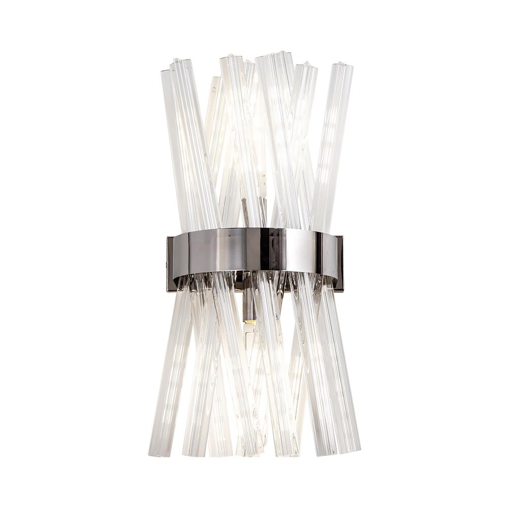 Luxuria Seneca 2 Light E14 Wall Light E14 Polished Nickel / Clear Glass