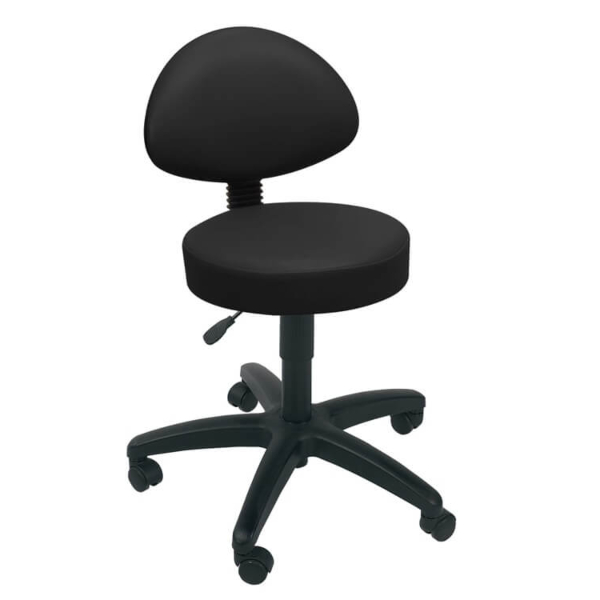 Gas Lift Examination Stool with Back Rest - Black