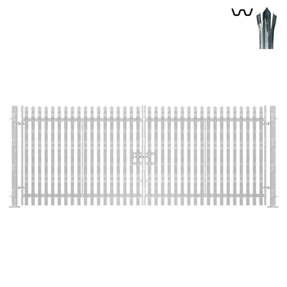 Double Leaf Gate & Posts 2.4m H x 6mTriple Pointed 'W' Section 3.0mm