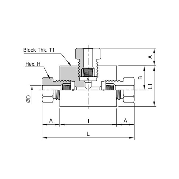 1/8" 30000 PSI Tee 316 Stainless Steel Sour Gas Service Fitting