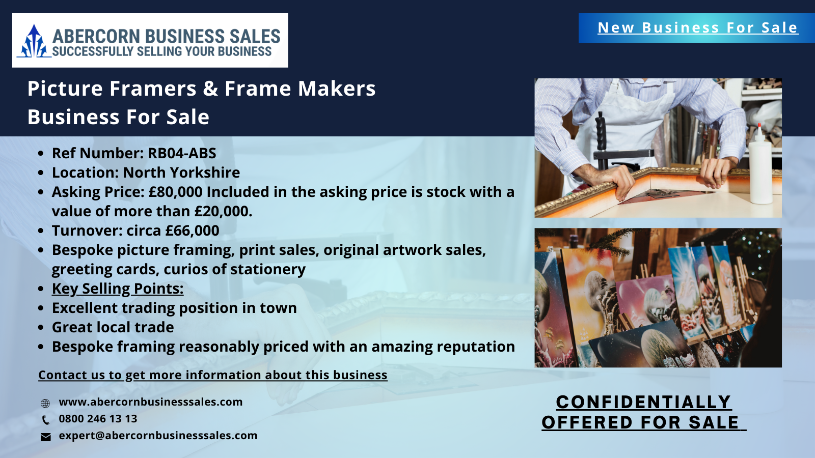 RB04-ABS - Picture Framers & Frame Makers Business for sale - Bespoke picture framing, print sales, original artwork sales, greeting cards, curios of stationery